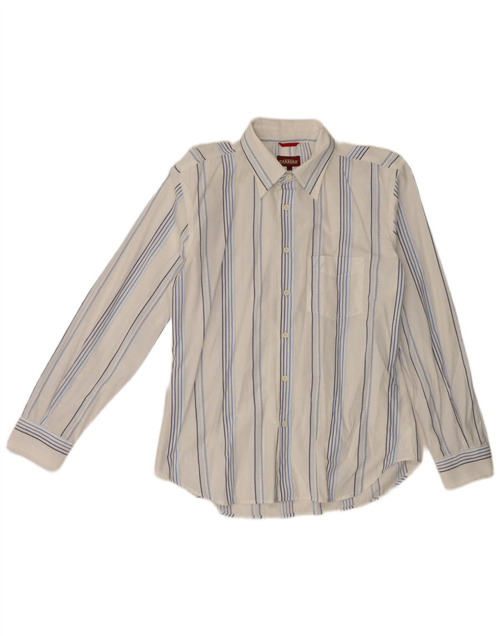 Camisa Carrera Hombre Mediana Algodón Rayas Blancas