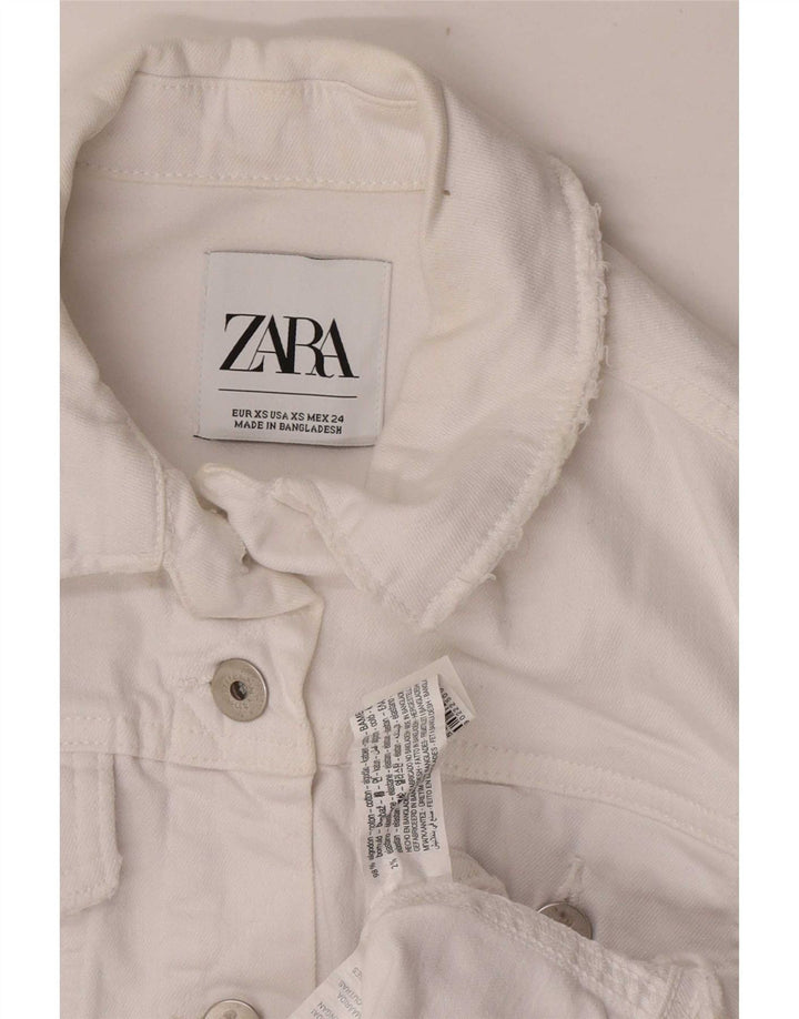 Zara Mujer Chaqueta Vaquera UK 6 XS Algodón Blanco