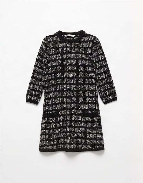 Zara Vestido tipo jersey extragrande con manga 3/4 para mujer UK 40 Small Black Check