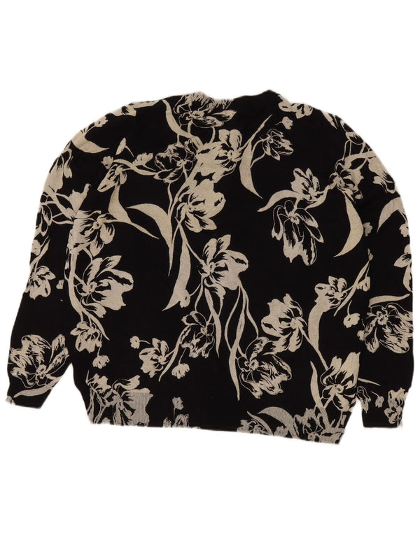 MARKS & SPENCER Suéter tipo cárdigan corto para mujer UK 20 2XL Negro Floral