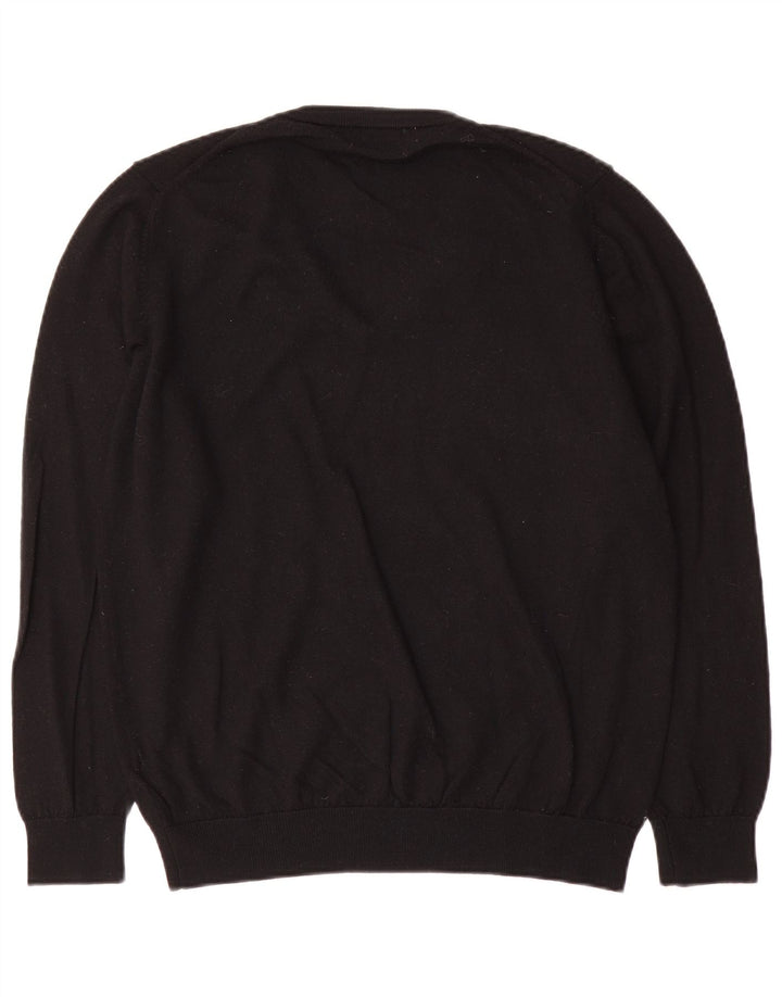 Marks & Spencer - Jersey con cuello en V para hombre, talla grande, lana negra
