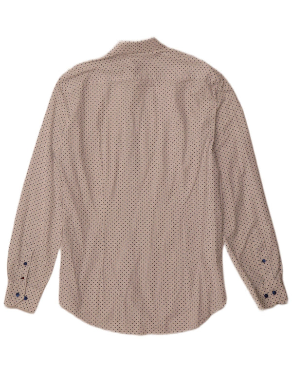 TOMMY HILFIGER Camisa a medida para hombre Talla 39 15 1/2 Mediana Blanca Geométrica