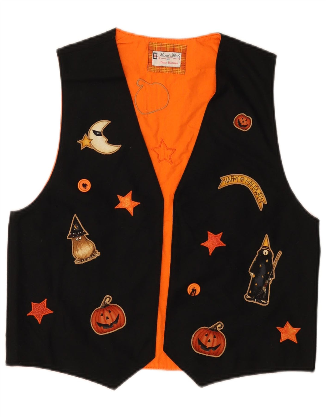 VINTAGE Chaleco gráfico para mujer Reino Unido 12 Medio Negro