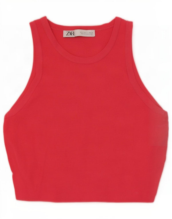 Zara Mujer Crop Vest Top UK 8 Small Viscosa Rosa