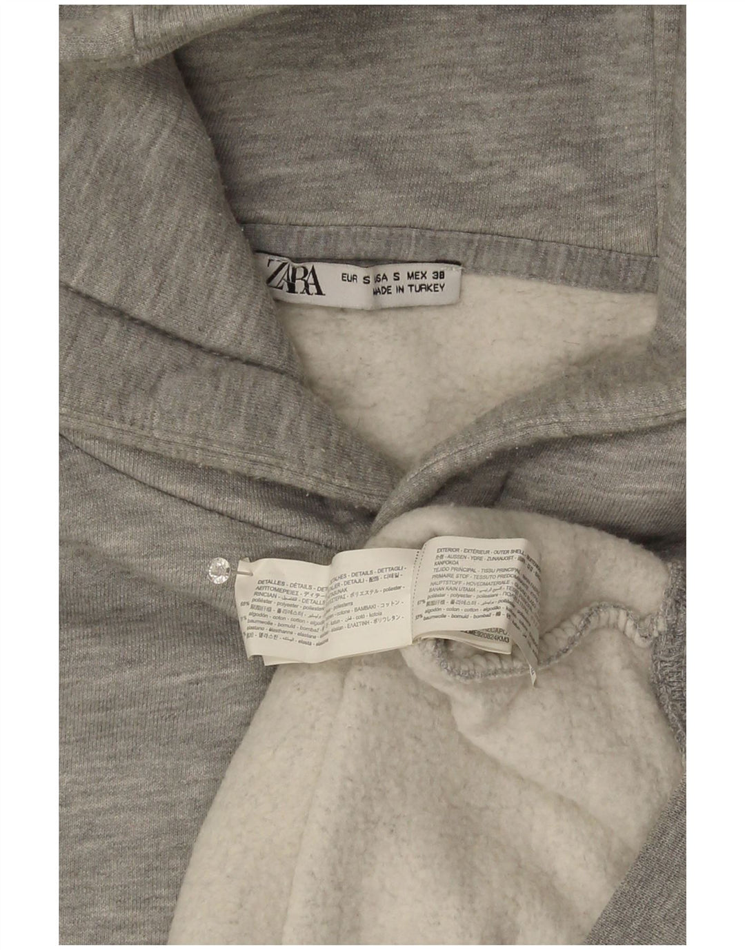 Zara Hombre Sudadera Con Capucha Jersey Pequeño Gris Poliéster Moteado