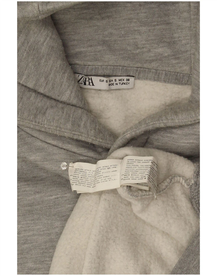 Zara Hombre Sudadera Con Capucha Jersey Pequeño Gris Poliéster Moteado