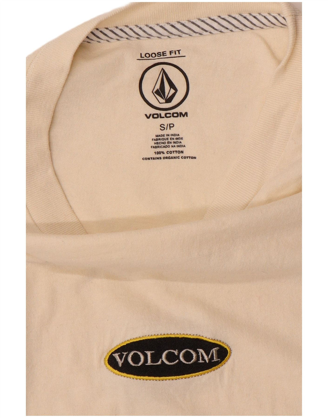 VOLCOM Camiseta holgada para hombre Top pequeño de algodón blanco roto