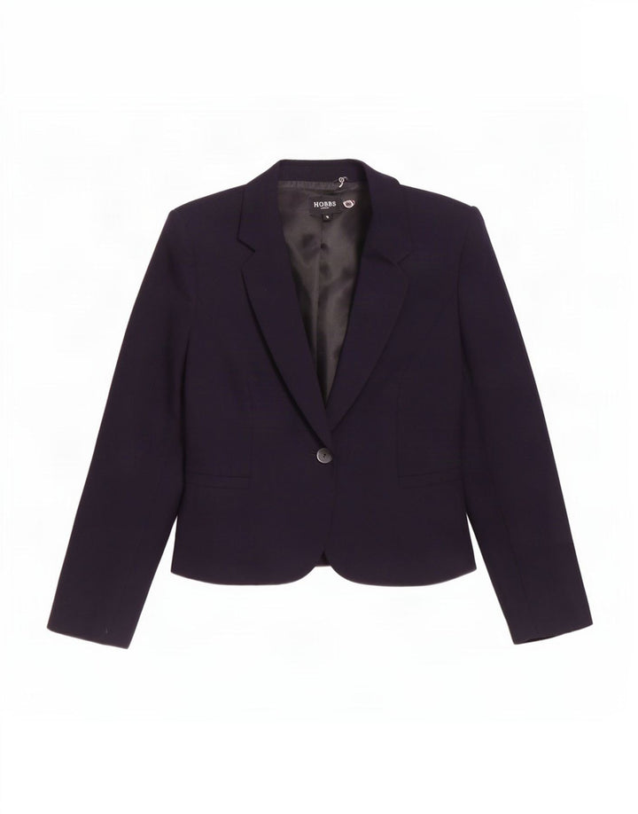 Hobbs Chaqueta tipo blazer con 1 botón para mujer, talla 44, lana azul marino mediana