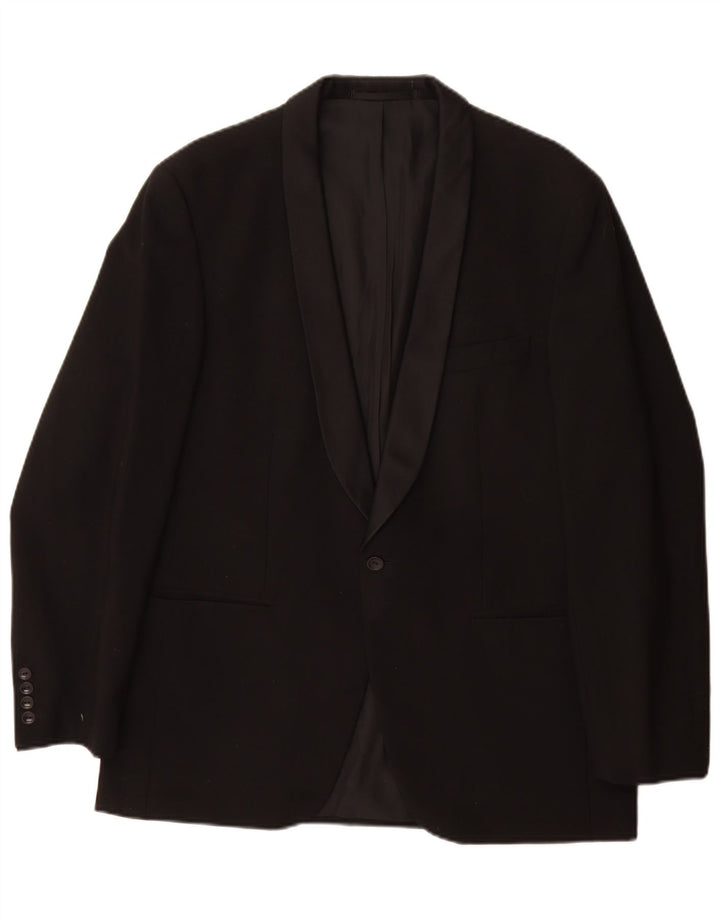 Vintage hombres 1 botón Blazer chaqueta EU 50 grande negro nueva lana