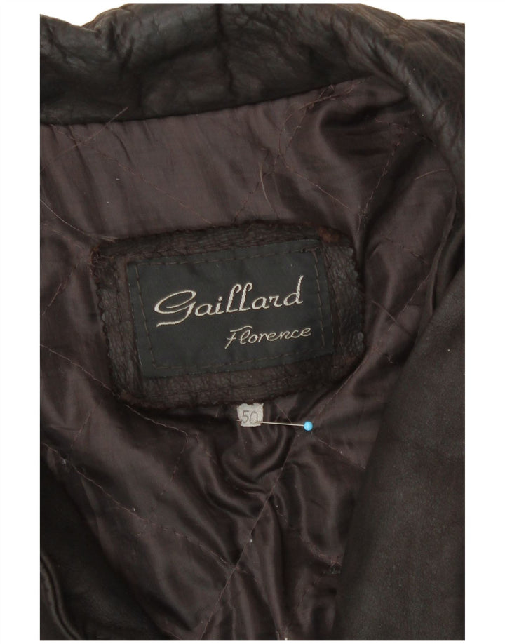 Chaqueta de cuero vintage para hombre IT 50 cuero marrón grande