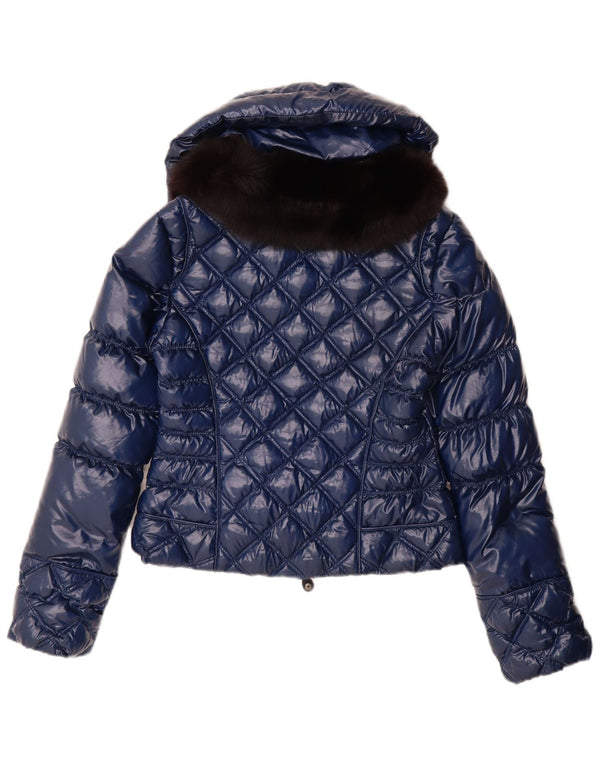 PINKO Chaqueta acolchada para mujer UK 8 Small Azul marino Poliamida