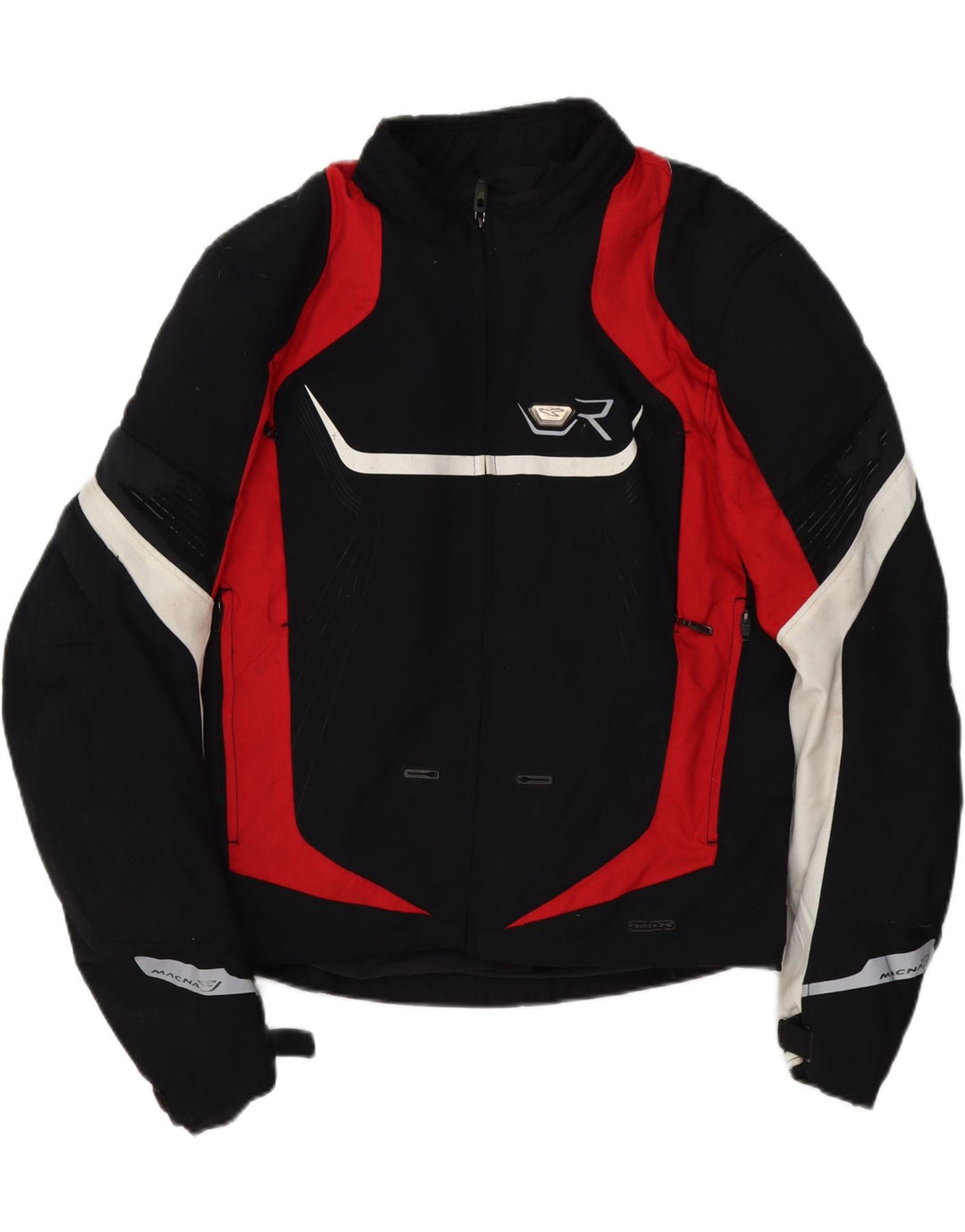 Macna Chaqueta de motociclista con gráfico para hombre, talla 42, color negro