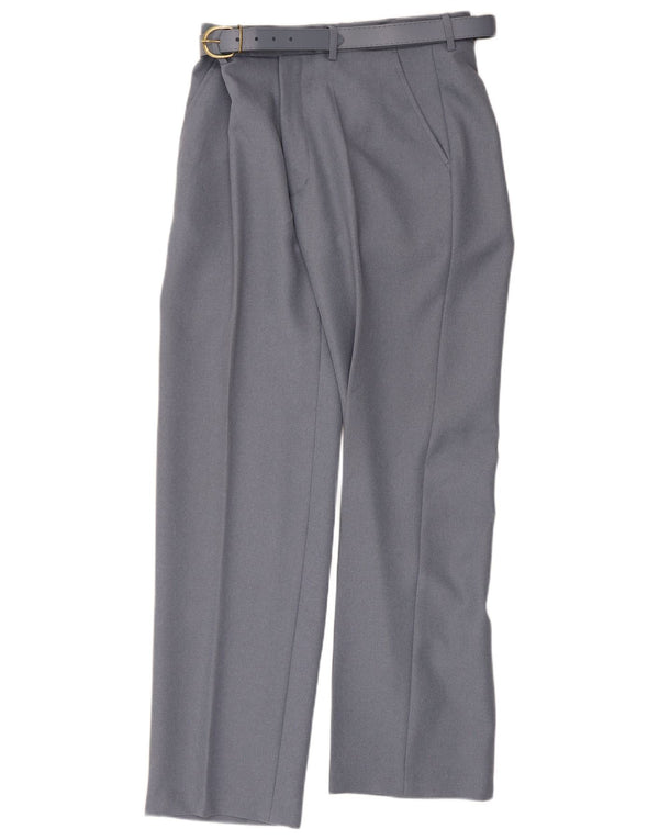 Pantalón de traje recto vintage para mujer W34 L30 Poliéster gris