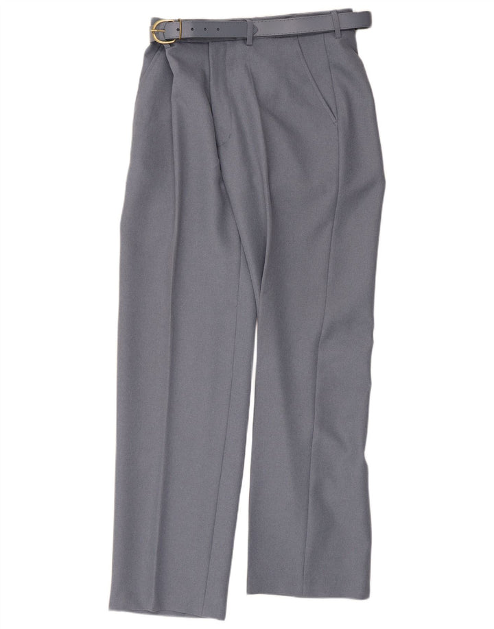 Pantalón de traje recto vintage para mujer W34 L30 Poliéster gris