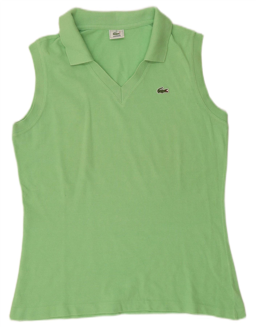 Polo Lacoste Mujer Sin Mangas Talla 42 Grande Algodón Verde