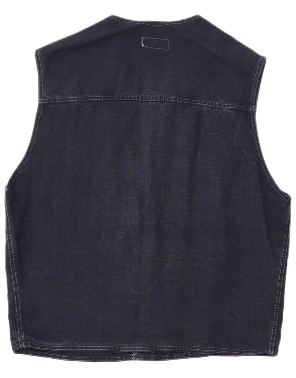 Chaleco Vintage Hombre XL Lino Azul Marino