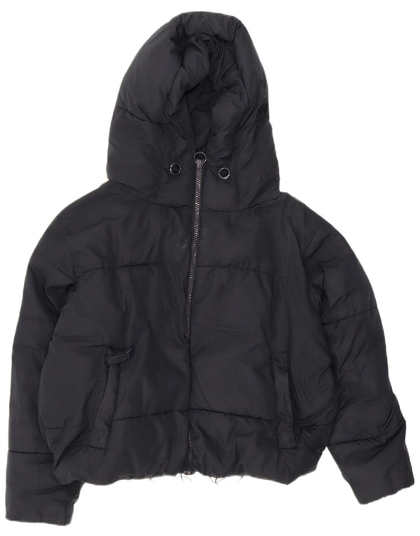 Zara Mujer Chaqueta Acolchada Corta Extragrande Con Capucha UK 10 Small Azul Marino