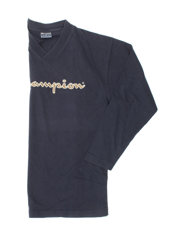 CHAMPION Mens Graphic Top Long Sleeve Medium Navy Blue Vintage Champion and Second-Hand Champion from Messina Hembry 