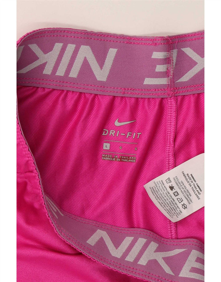 Nike - Pantalones cortos deportivos Dri Fit para mujer, talla 40, poliéster rosa grande