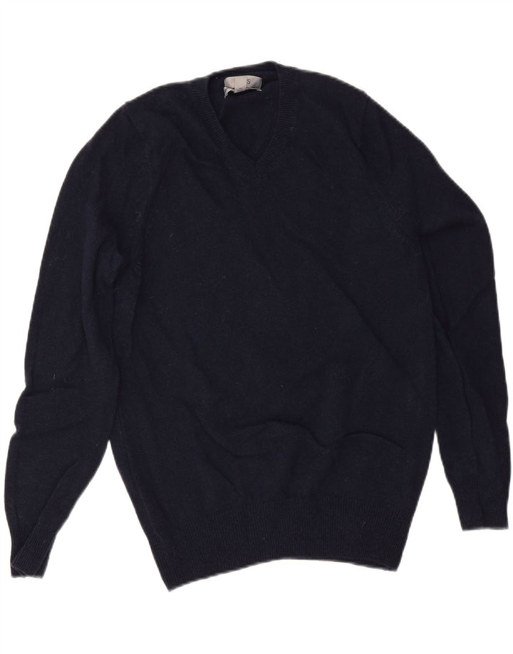 Marks & Spencer Suéter con Cuello en V para Hombre Pequeño Lana Azul Marino