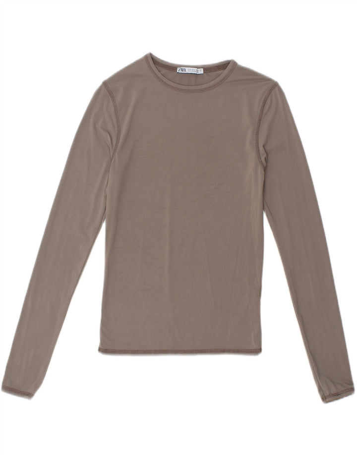 ZARA Womens Top Long Sleeve UK 12 Medium Grey Vintage Zara and Second-Hand Zara from Messina Hembry 