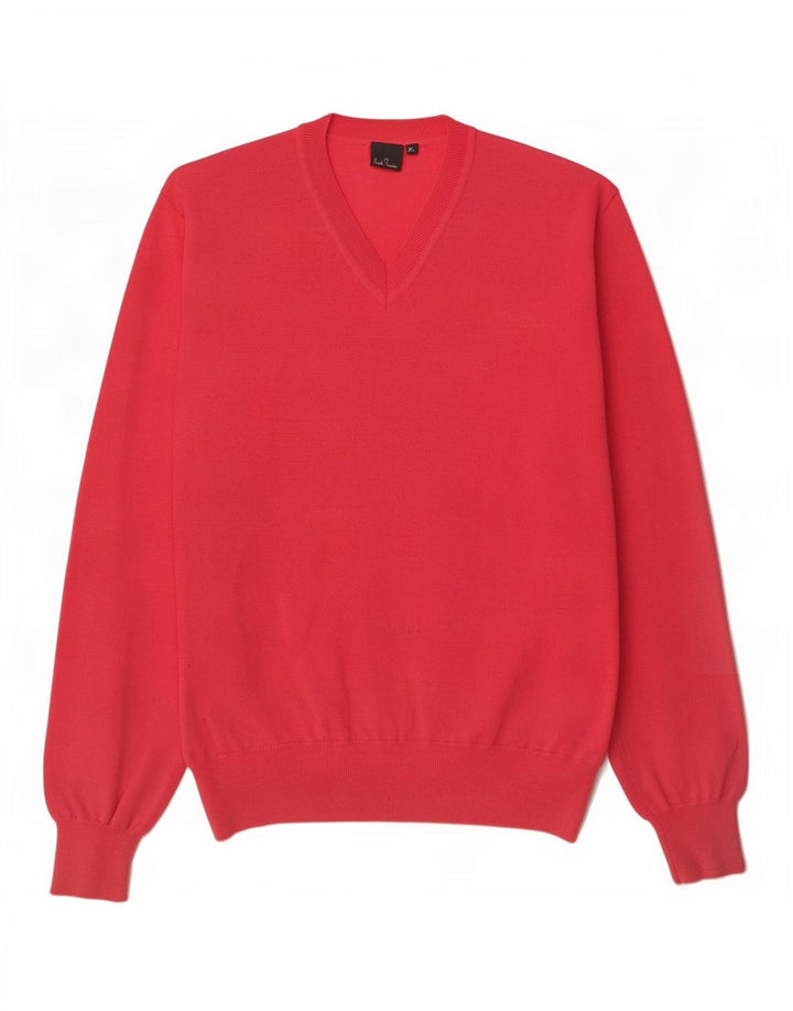 Paul Smith Jersey con cuello en V para hombre XL Lana roja