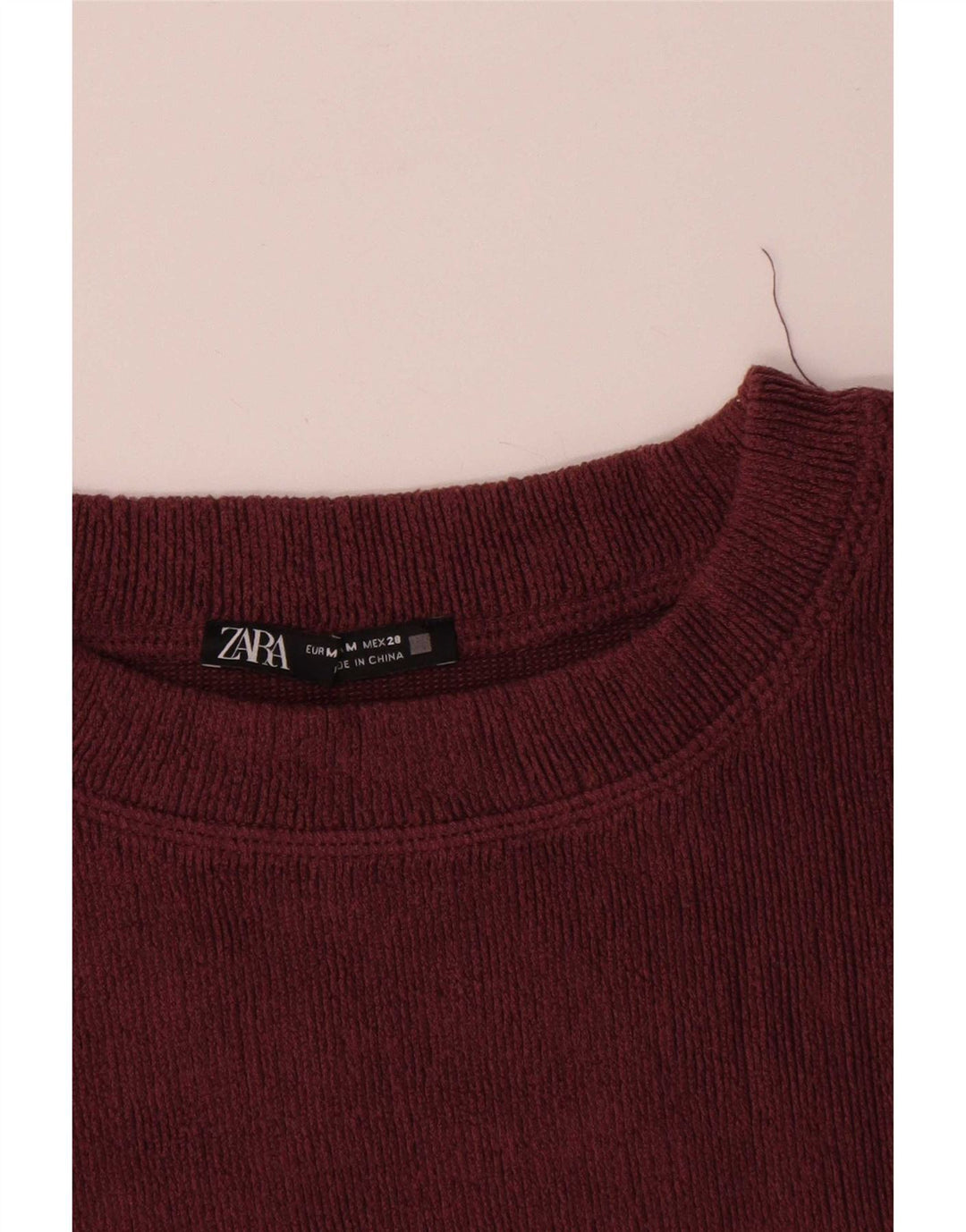 Zara Mujer Top Manga Larga UK 44 Medio Burdeos Poliéster