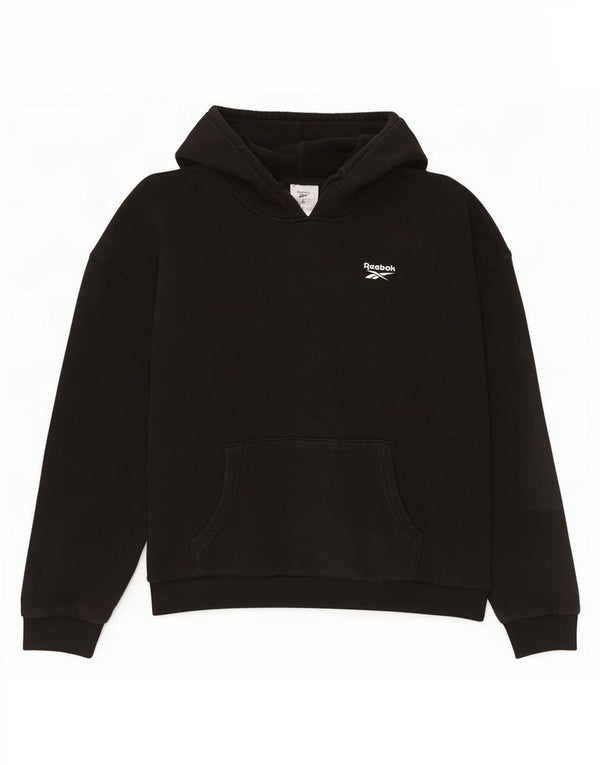Reebok Sudadera con capucha extragrande para mujer UK 8/10 Small Black Cotton