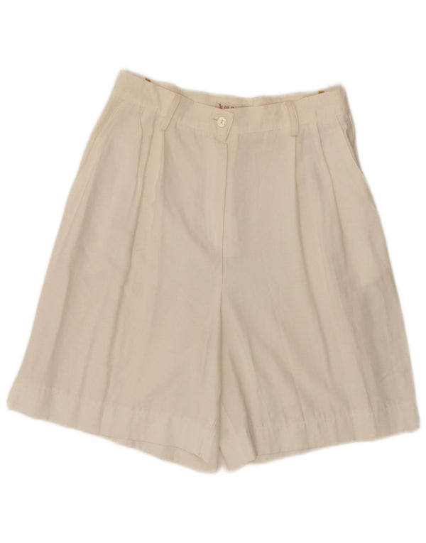 Michele Boyard Pantalones cortos casuales de cintura alta para mujer EU 40 Medium W27 Blanco