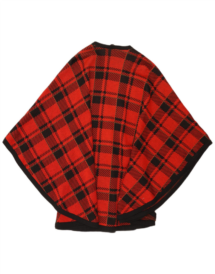 Vintage mujer cabo cardigan suéter un tamaño rojo comprobar lana
