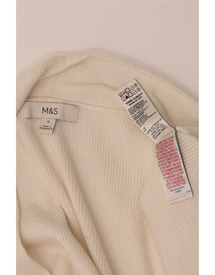 Marks & Spencer Suéter Cárdigan Abierto Largo para Mujer UK 46 Grande Blanco Roto