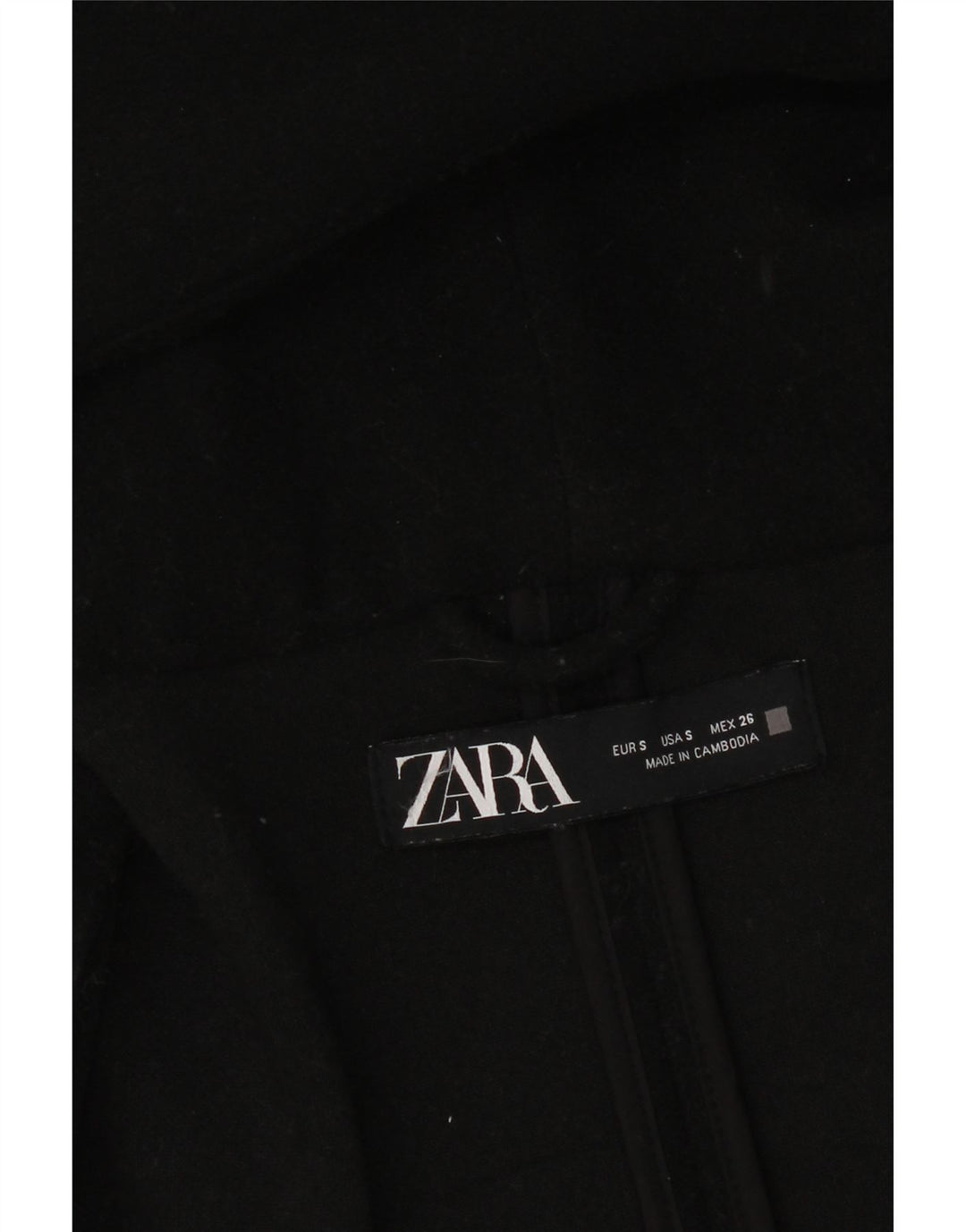 Zara Mujer Abrigo Extragrande Con Capucha UK 10 Small Negro