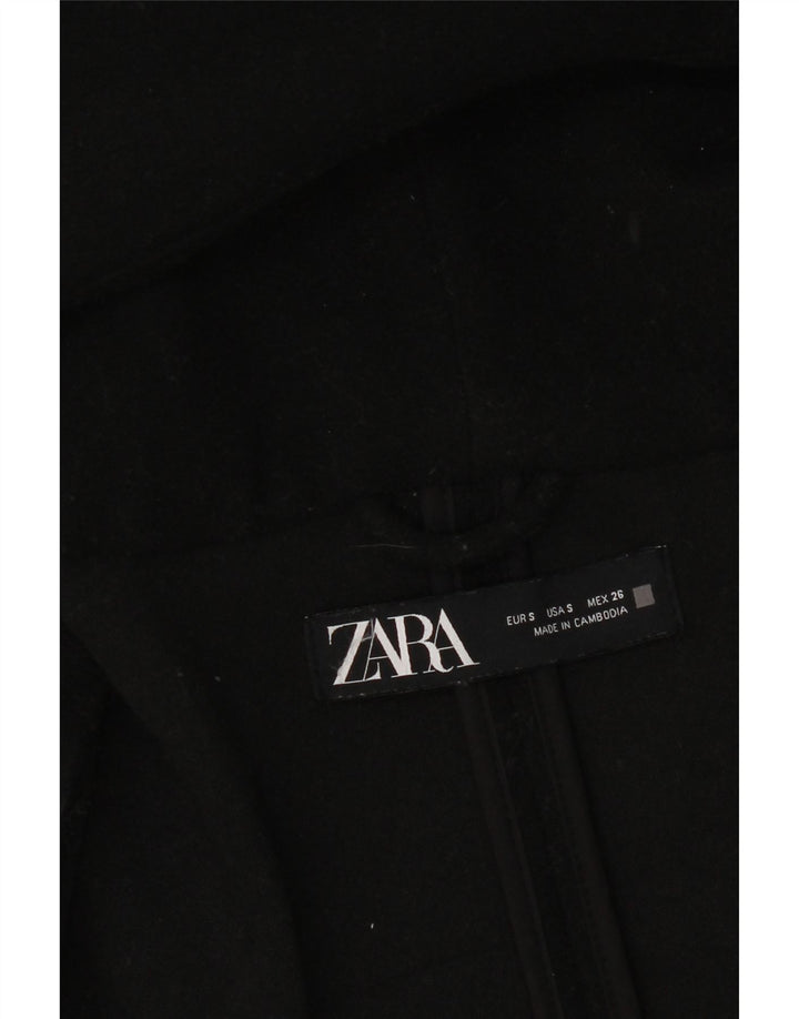Zara Mujer Abrigo Extragrande Con Capucha UK 10 Small Negro