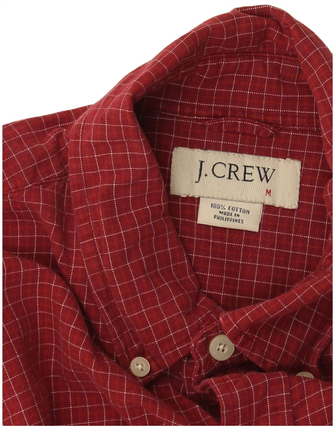 J. CREW Camisa de franela para hombre Algodón a cuadros burdeos medio