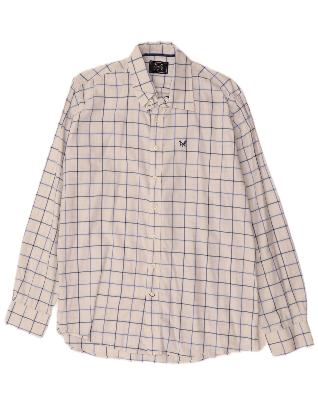 Crew Clothing Camisa para hombre Algodón a cuadros blancos grandes