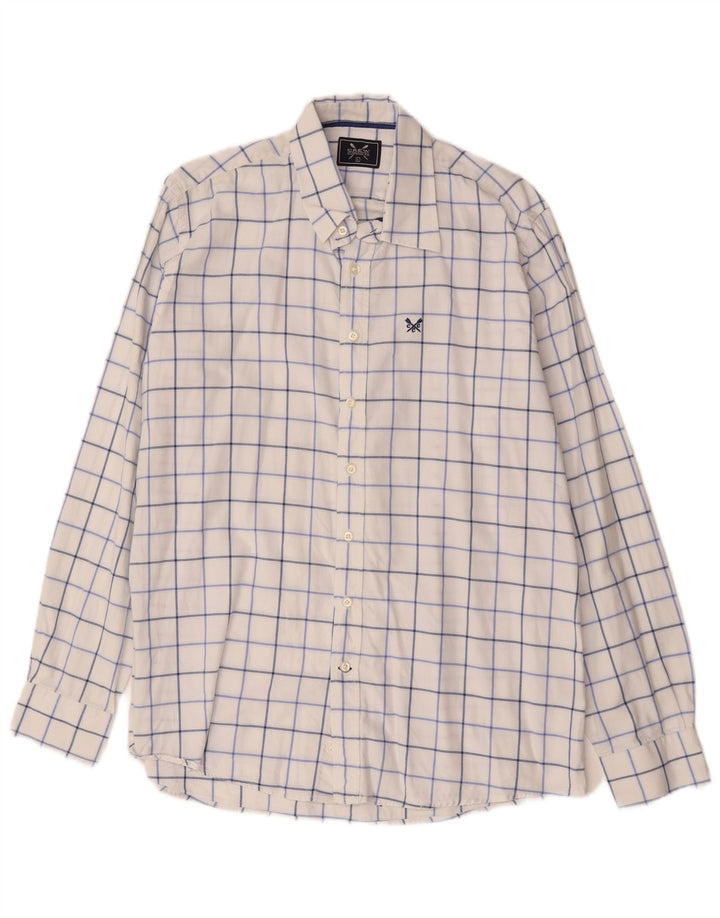 Crew Clothing Camisa para hombre Algodón a cuadros blancos grandes