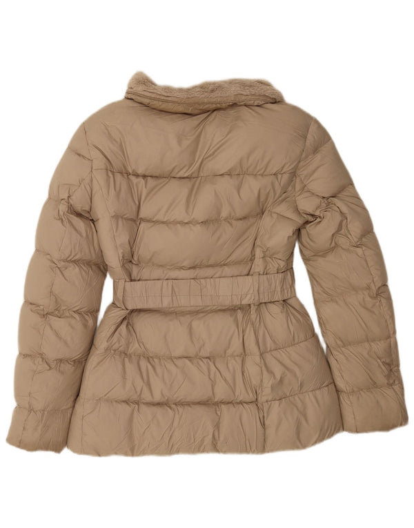 Zara Mujer Chaqueta Acolchada UK 6 XS Beige Poliéster