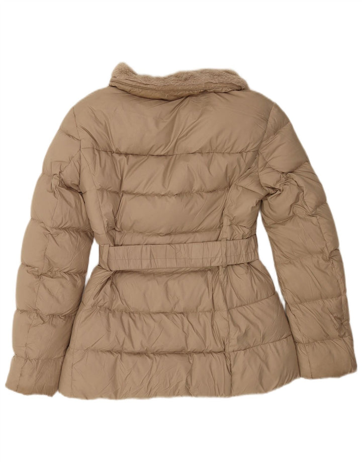 Zara Mujer Chaqueta Acolchada UK 6 XS Beige Poliéster
