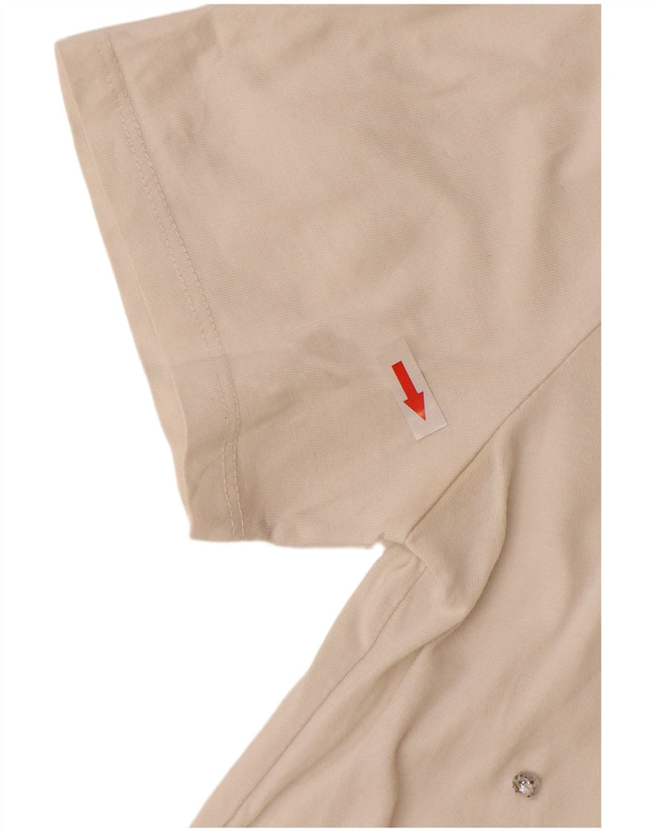 Zara Mujer Camiseta Top UK 44 Medio Blanco Algodón