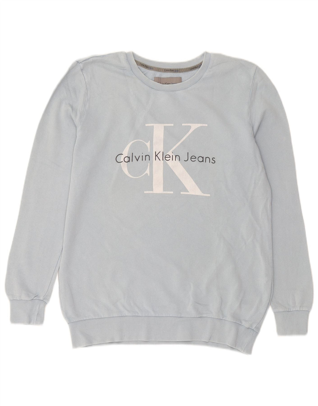 Calvin Klein Jeans Hombre Sudadera Gráfica Jersey Pequeño Algodón Azul