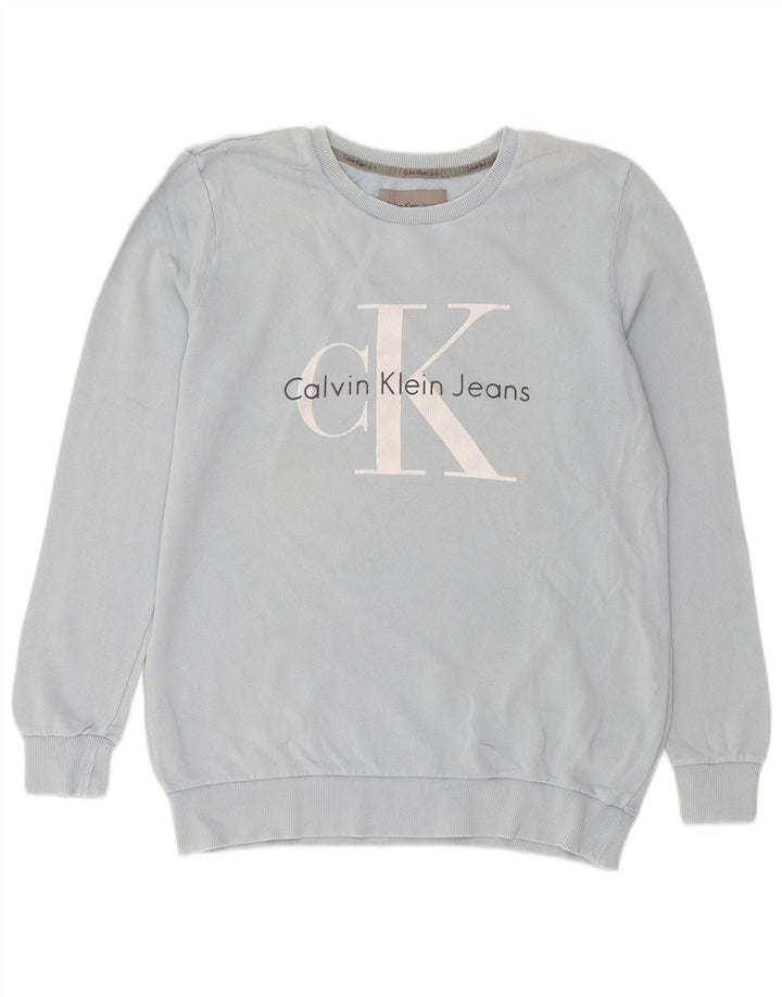 Calvin Klein Jeans Hombre Sudadera Gráfica Jersey Pequeño Algodón Azul