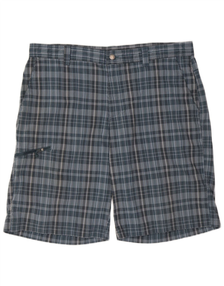 Columbia Pantalones cortos cargo para hombre W40 XL Poliéster a cuadros azules