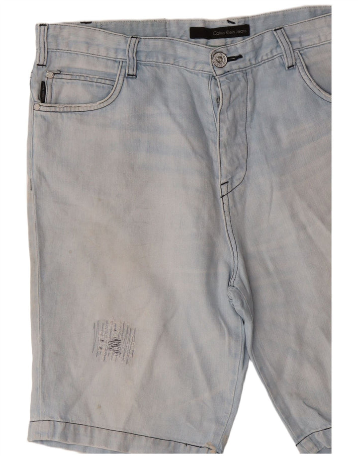 Calvin Klein Pantalones cortos de mezclilla desgastados para hombre W36 Azul grande