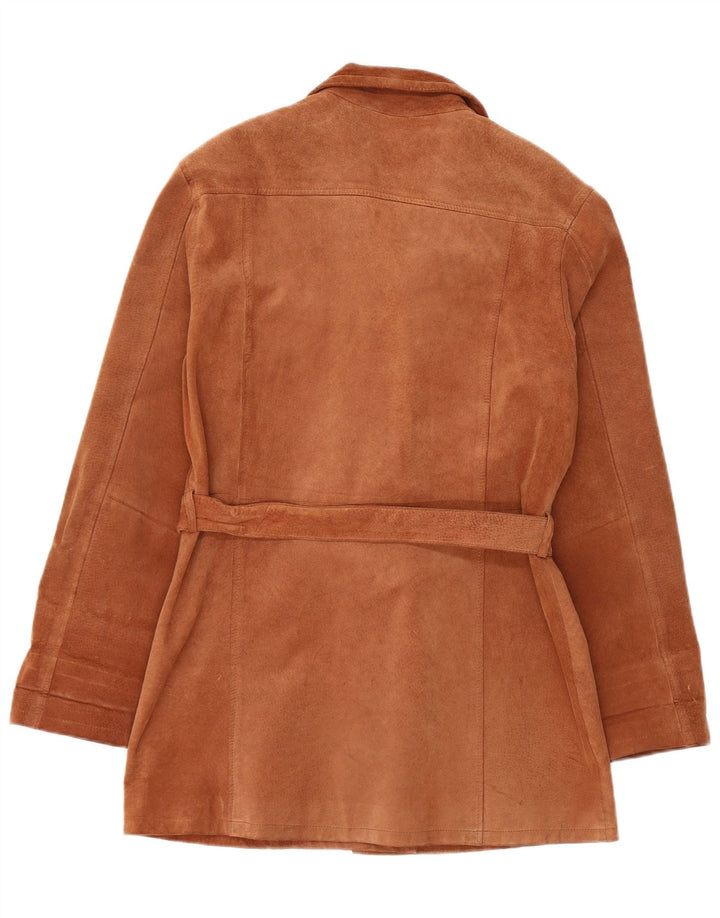 Vintage mujer ante chaqueta Reino Unido 14 cuero marrón medio