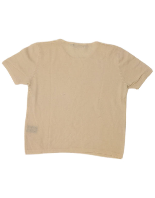 Ralph Lauren suéter de manga corta con cuello redondo para mujer UK 14 Large Off W