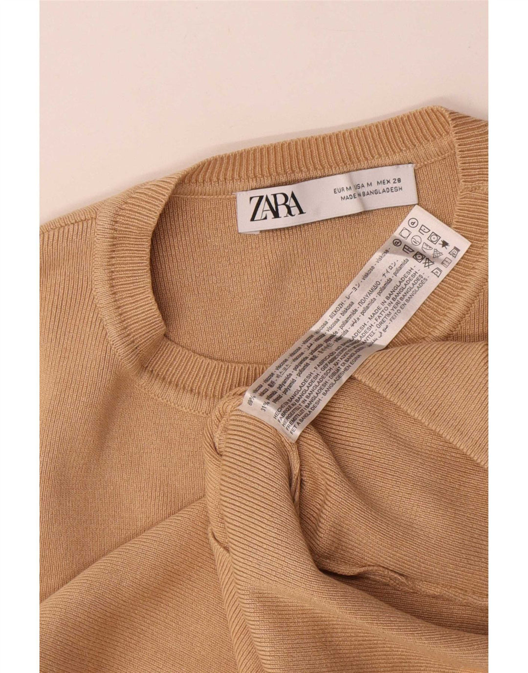 Zara Mujer Crop Vest Top UK 42 Viscosa Beige Medio
