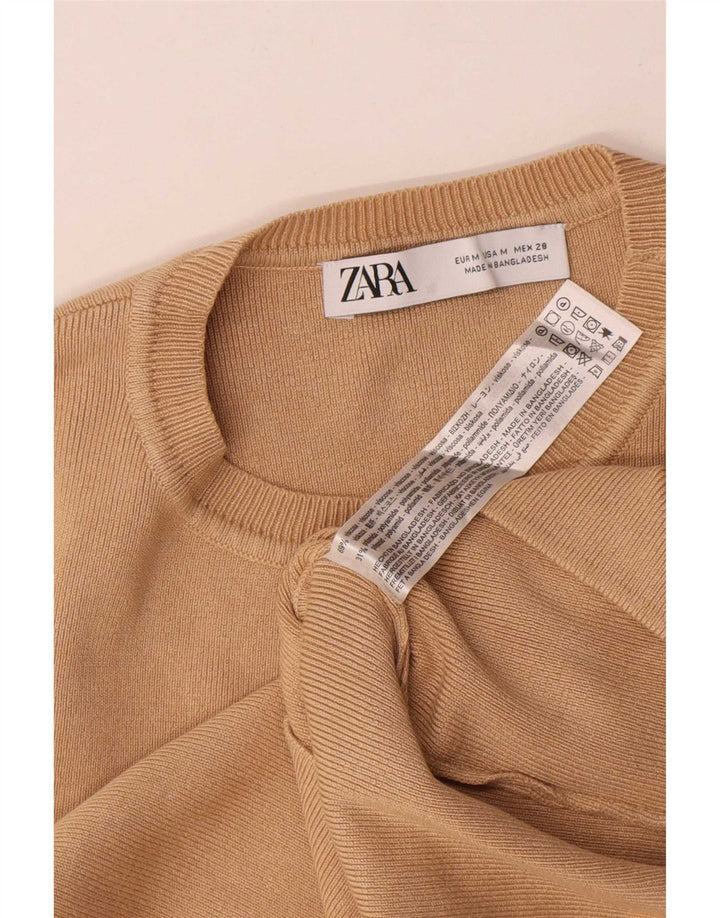 Zara Mujer Crop Vest Top UK 42 Viscosa Beige Medio