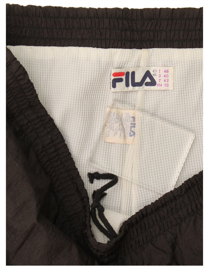 Fila Mujer Chándal Pantalones Joggers US 10 Grande Negro Poliamida