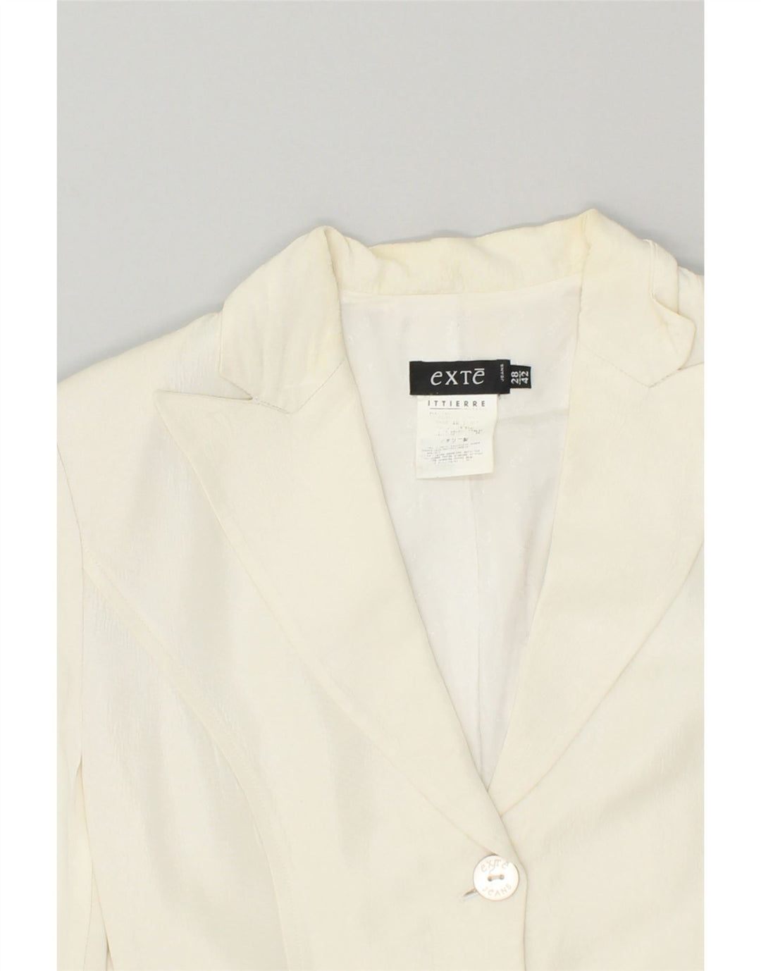 EXTE Womens 1 Button Blazer Jacket IT 42 Medium Off White Acetate | Vintage Exte | Thrift | Second-Hand Exte | Used Clothing | Messina Hembry 