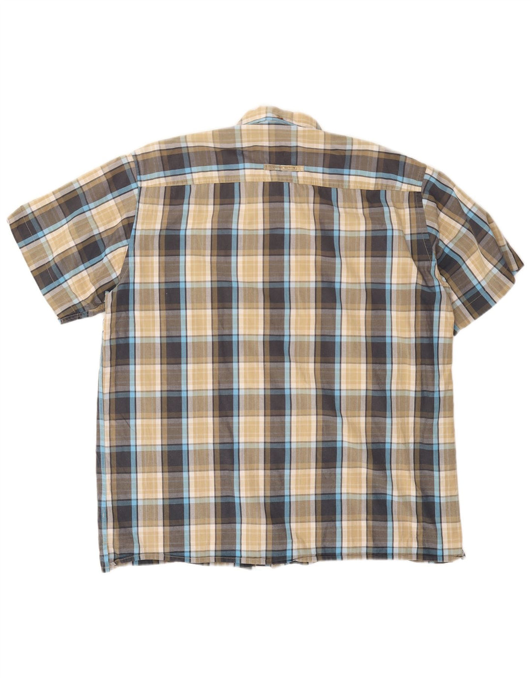 CAMEL ACTIVE Camisa de manga corta para hombre de algodón con cuadros multicolores grandes